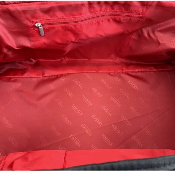 Versace Fragrances Black Duffle with Silver Tone Zipper Travel Overnight Bag New - Picture 10 of 15
